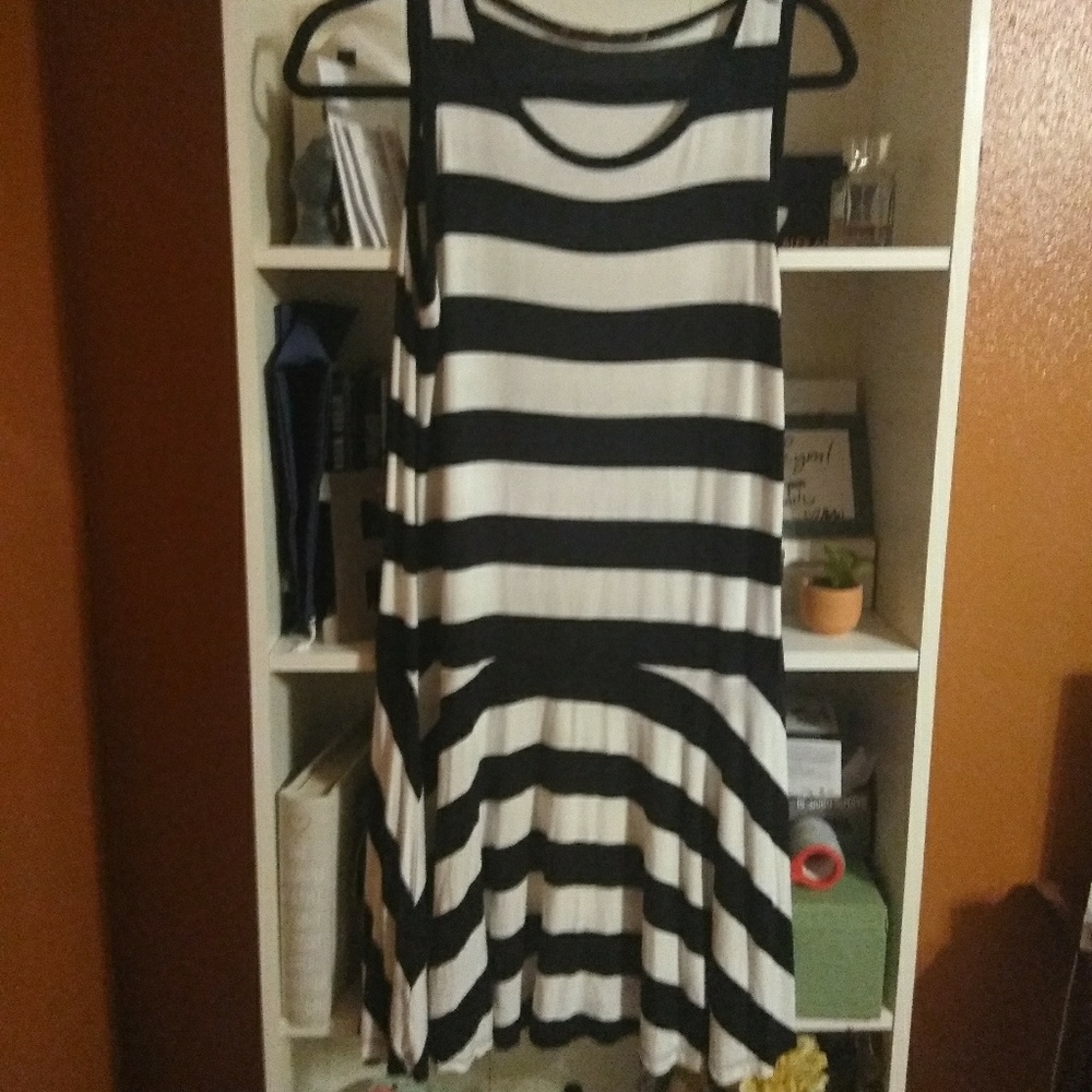 LOFT black/white striped dress